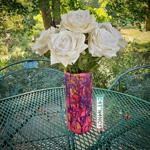 FUNKY Color Drip Pink Purple Yellow Round Vase!